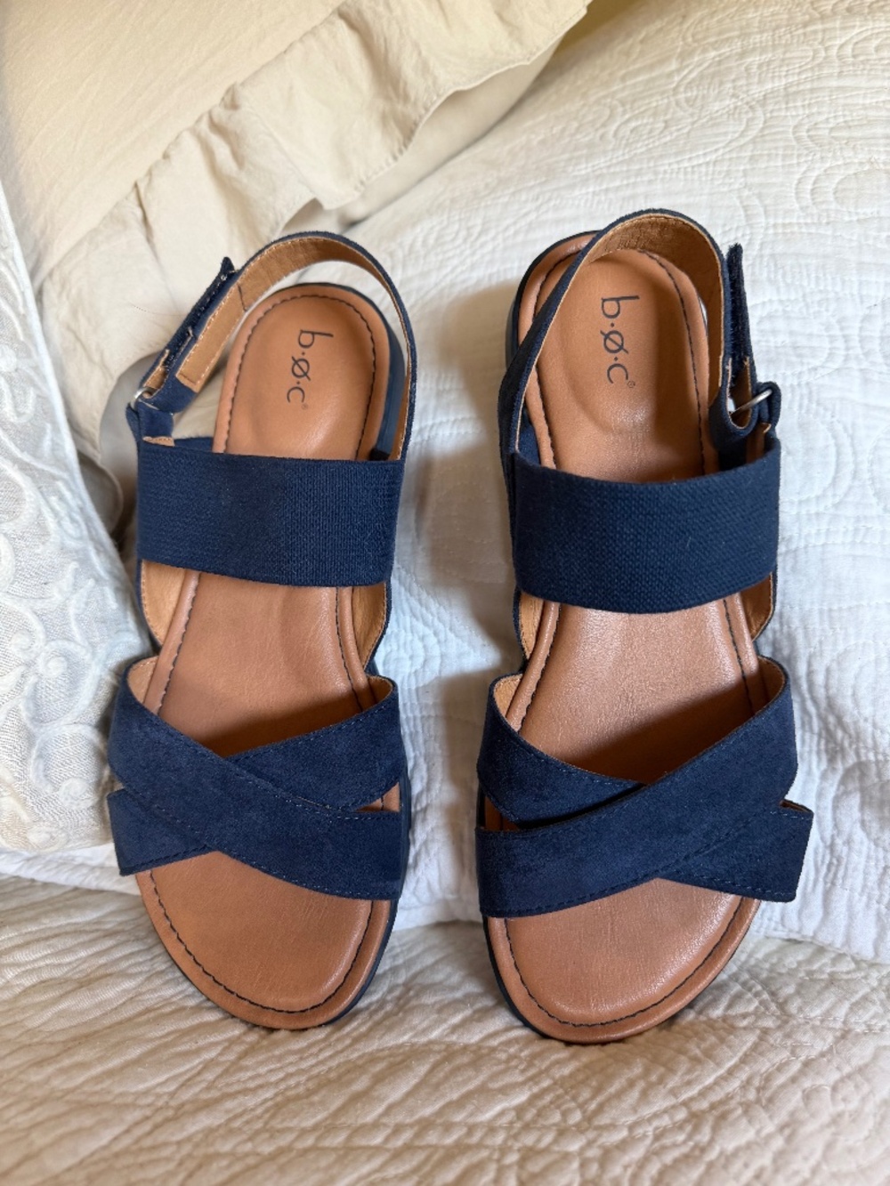 b•ø•c 👣Caty Sandal Navy Suede Size 10 EUC